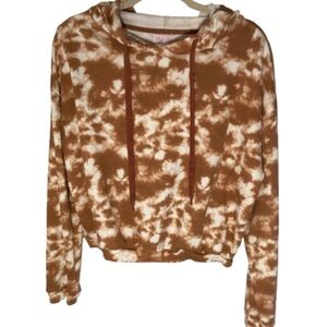 Pink Lily Boutique Cropped Hoodie Tie Dye Rust Women’s L